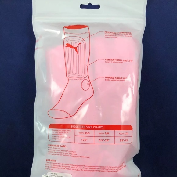 Youth Puma Closed Toe Shinguard - XS/S - Pink - PMAT3152* - Picture 5 of 5